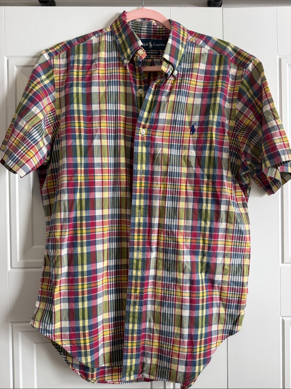Polo by Ralph Lauren Short-Sleeve Plaid Button-Down in Red, Green, Yellow